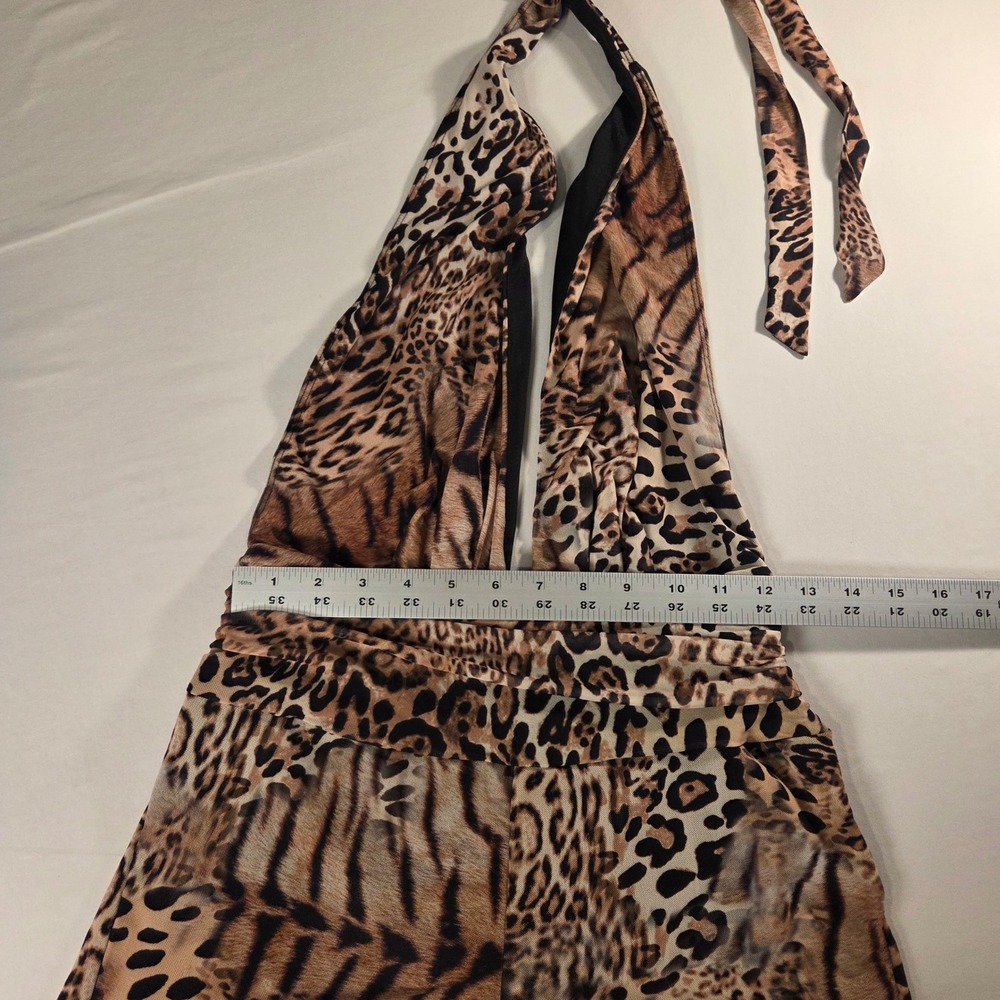 Fashion Nova Women's Leopard Print Tie Halter Romper Size M Y2k Style - Picture 9 of 11